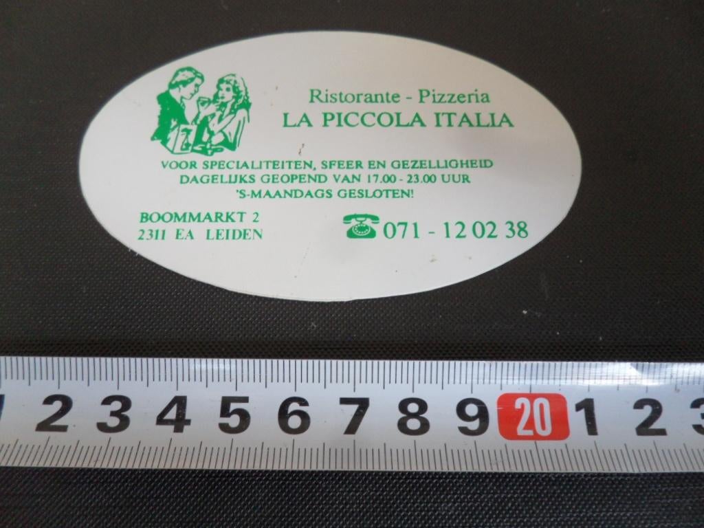 sticker Leiden LA PICCOLA ITALIA Ristorante Pizzeria, Ophalen, Zo goed als nieuw