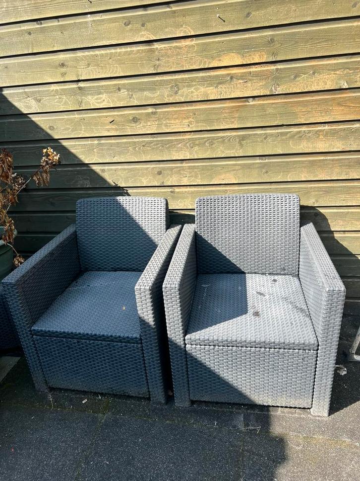 Gratis 4-delige tuinset (zonder kussens), Tuin en Terras, Tuinsets en Loungesets, Gebruikt, Kunststof, Ophalen