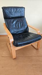 Ikea Poang relax fauteuil - leer bekleding, Ophalen, Gebruikt, Leer, 50 tot 75 cm
