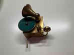 Vintage Miniatuur Grammofoon van Messing, Ophalen of Verzenden