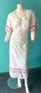Vintage katoenen lang nachthemd wit maat 44, Kleding | Dames, Pyjama's, Vintage, Verzenden, Gedragen, Maat 42/44 (L)