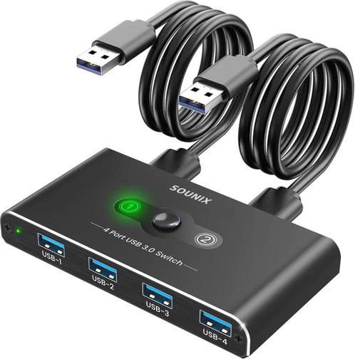 Sounix USB 3.0 Switch - 2 PC's delen 4 x USB 3.0 poorten, Computers en Software, Dockingstations, Zo goed als nieuw, USB-hub, Laptop