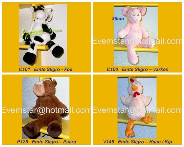 Emte / Sligro : koe varken paard kip, Kinderen en Baby's, Speelgoed | Knuffels en Pluche, Zo goed als nieuw, Koe, Ophalen