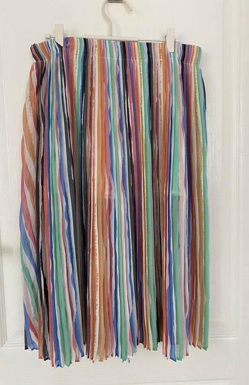 Zara halflange midi chiffon plooirok zomer strepen rok S 36 beschikbaar voor biedingen