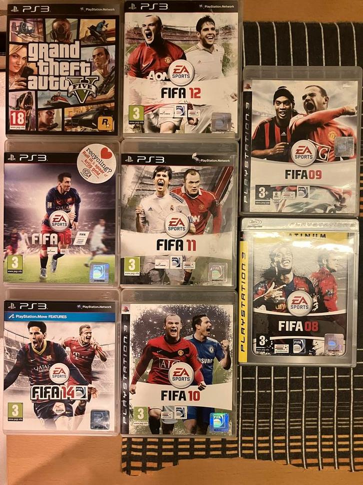 PS3 Games: FIFA 08-16 + GTA V, Spelcomputers en Games, Games | Sony PlayStation 3, Gebruikt, Sport, 1 speler, Vanaf 3 jaar, Online