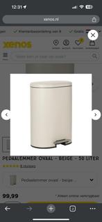 Ovaal beige prullenbak 50l, Huis en Inrichting, Woonaccessoires | Prullenbakken, 40 liter of meer, Ophalen, Zo goed als nieuw