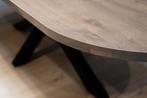 Ovale tafel zand – met metalen matrix poot - topkwaliteit, Info@inrichtingopmaat.nl, 100 tot 150 cm, Verzenden, Inrichting op maat