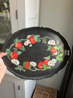 Hout houten dienblad vintage brocante bloemen zwart rood wit, Huis en Inrichting, Ophalen of Verzenden, Zo goed als nieuw, Rechthoekig