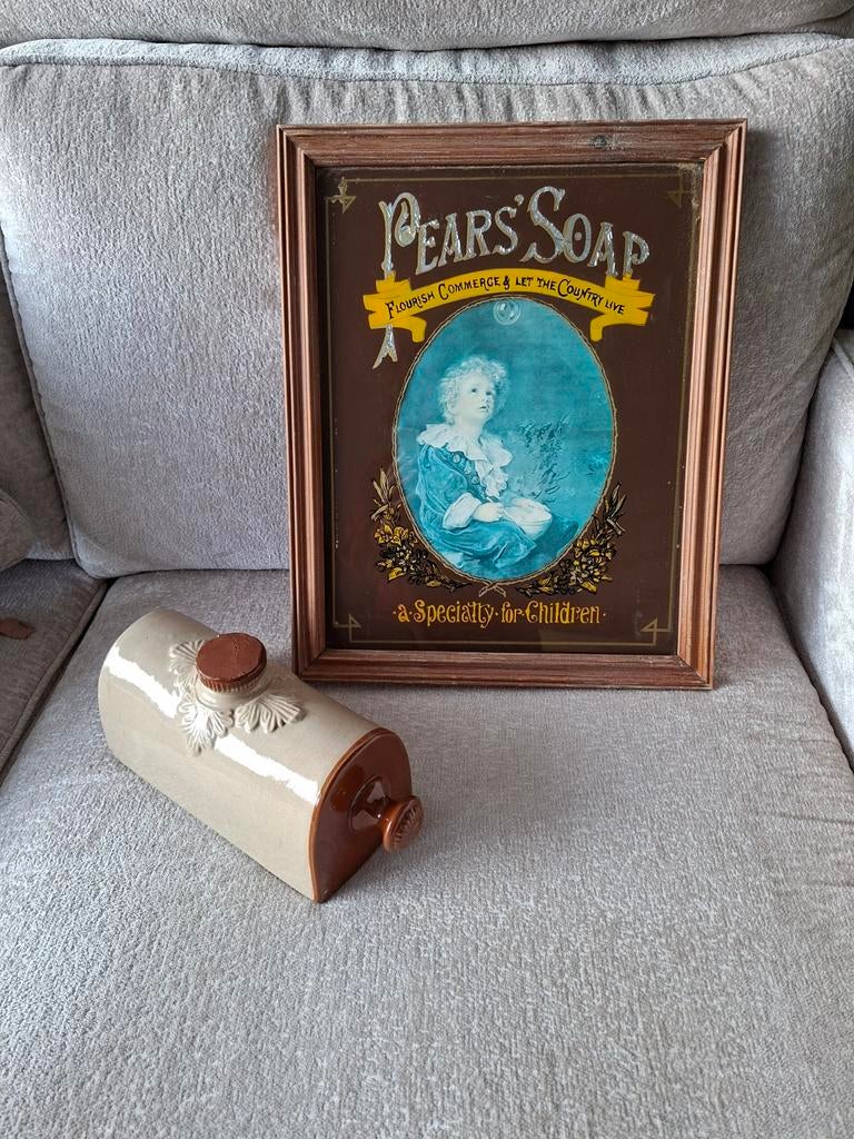 Vintage Pears' Soap Reclame van glas, Antiek en Kunst, Ophalen