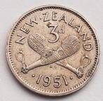 3 Pence 1951 Nieuw Zeeland Prachtige Oude Munt Maori Wapen, Postzegels en Munten, Munten | Oceanië, Ophalen of Verzenden