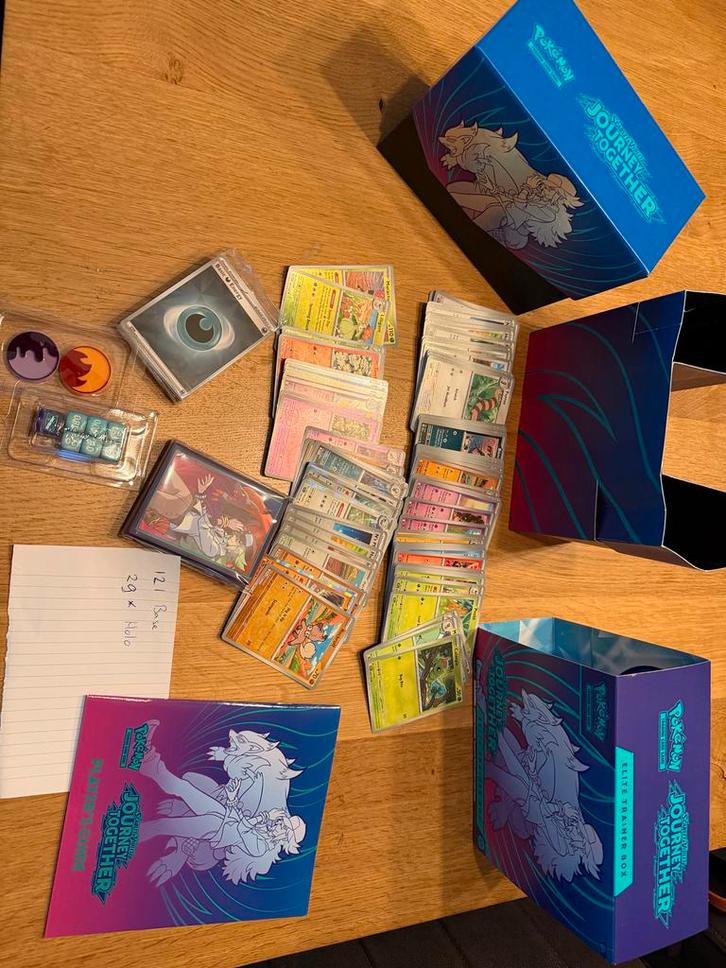 Pokemon Journey Together ETB - Bijna complete set!, Hobby en Vrije tijd, Verzamelkaartspellen | Pokémon, Zo goed als nieuw, Meerdere kaarten