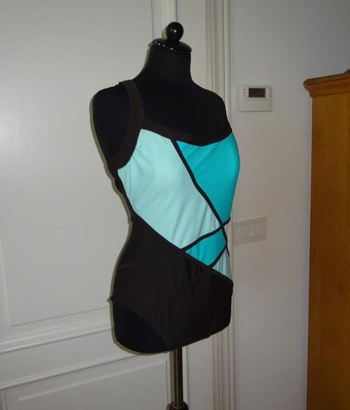 NIEUW Badpak Maat 46 bruin met Turquoise, groene, witte, en, Kleding | Dames, Badmode en Zwemkleding, Nieuw, Badpak, Overige kleuren