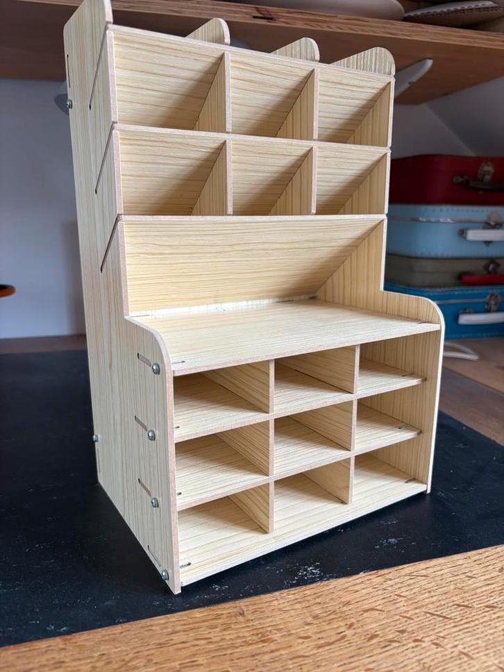 Bureau organizer houtlook opbergen stiften pennen desk buro, Diversen, Bureau-accessoires, Zo goed als nieuw, Ophalen of Verzenden