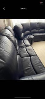 Mooie Luxe Hoekbank Echte Leder Donkerblauw, Ophalen, Zo goed als nieuw, Leer, Luxe ottomans beide kanten monteerbar