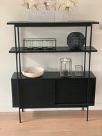 Open vakkenkast hout/ijzer met schuifdeuren, Huis en Inrichting, Ophalen, Minder dan 50 cm, Gebruikt, Minder dan 25 cm