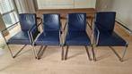 Design eetkamerstoelen, Huis en Inrichting, Ophalen, Blauw, Sleepmodel, Zo goed als nieuw