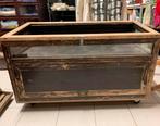 Antieke vitrine kast toonbank hout met deksel, Ophalen, Gebruikt, 25 tot 50 cm, Glas