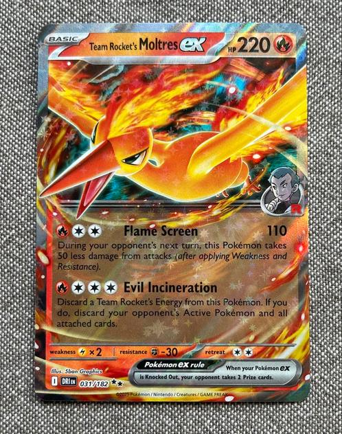 Pokémon 2025 | Destined Rivals | Moltres EX 031/182, Hobby en Vrije tijd, Verzamelkaartspellen | Pokémon, Nieuw, Losse kaart, Foil