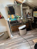 Kaptafel met spiegel, Ophalen, 100 tot 150 cm, Minder dan 100 cm, Glas