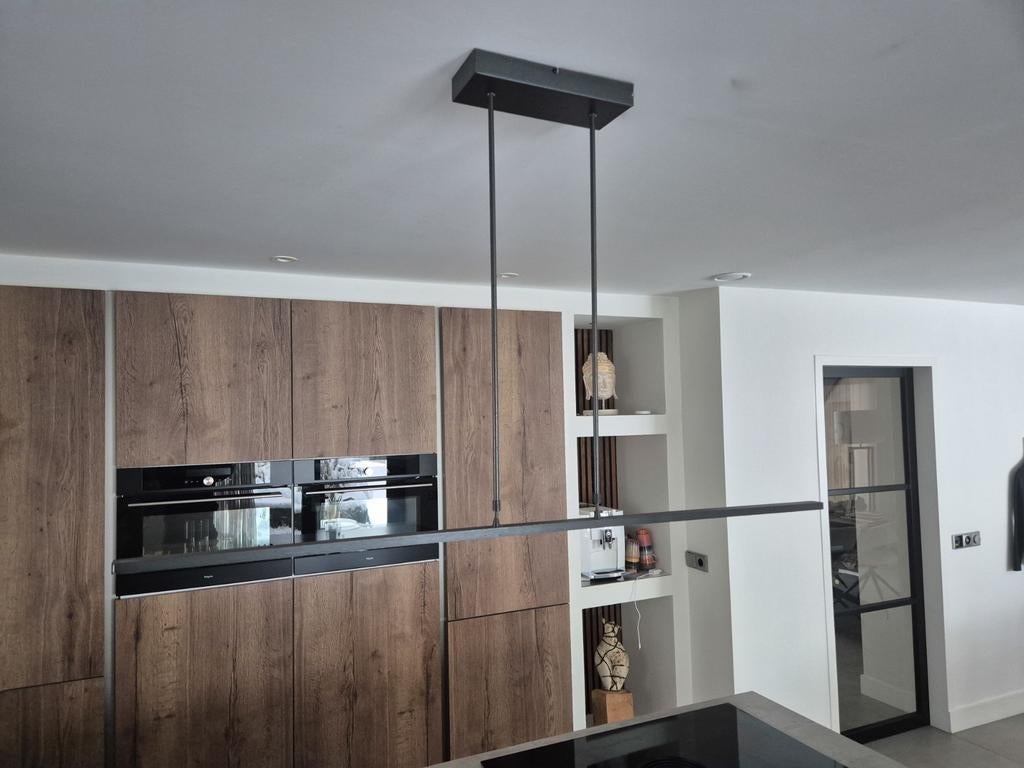 Hanglamp real 2 zwart nikkel 130 cm, Ophalen of Verzenden, Nieuw, Minder dan 50 cm