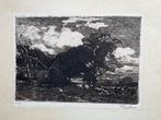 Willem Zwart - ets - Donkere wolken boven boerderij, Antiek en Kunst, Ophalen of Verzenden