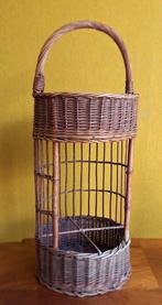 Gevlochten rieten mand, etagère, hoge mand met hengsel, Gebruikt, Vintage, Ophalen of Verzenden, Nvt