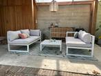 Loungeset Chelva Wit Aluminium, Tuin en Terras, Tuinsets en Loungesets, Ophalen, 5 zitplaatsen, Loungeset, Bank