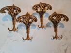 4 Vintage Kapstokhaken goud, haken, kapstok haken, brocante, Ophalen of Verzenden, Gebruikt