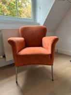 Oranje fauteuil met metalen poten, Bert Plantagie, Ophalen, Minder dan 75 cm, Zo goed als nieuw, Metaal