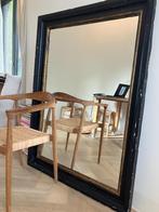 Grote houten zware spiegel mat zwart met oud goud 110 x 150, Huis en Inrichting, Woonaccessoires | Spiegels, Ophalen, Gebruikt