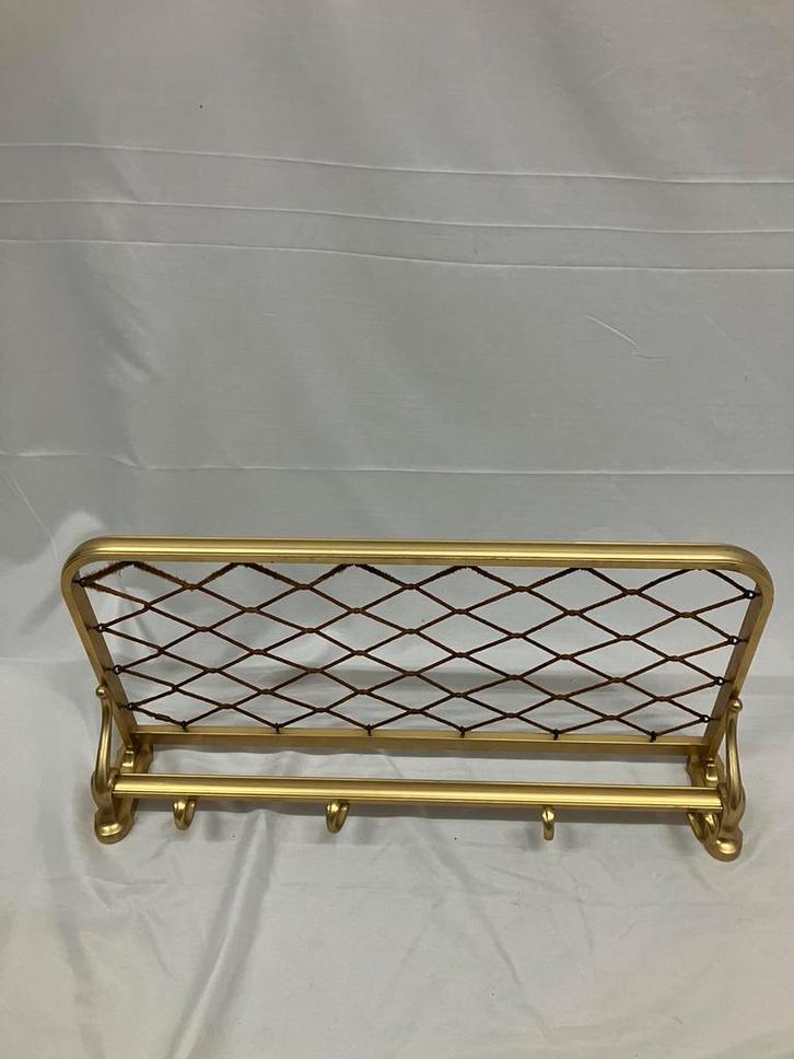 Vintage messing garderobe wandkapstok met hoedenplank., Huis en Inrichting, Woonaccessoires | Kapstokken, Gebruikt, Wandkapstok