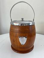 Vintage tabakspot, hout met porseleinen binnenpot, Ophalen of Verzenden