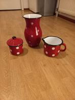 Rode emaille set, MELKKAN IS VERKOCHT!!, Ophalen