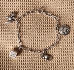 Zilveren bedelarmband  met 4  bedels, Ophalen of Verzenden, Zo goed als nieuw, Zilver, Zilver
