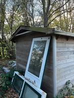 Hardhouten deur met glas, Doe-het-zelf en Verbouw, Deuren en Horren, Ophalen, 80 tot 100 cm, 200 tot 215 cm, Glas