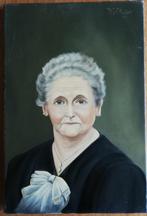 Schilderij oudere vrouw - schilder RK, Antiek en Kunst, Kunst | Schilderijen | Modern, Ophalen