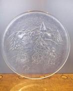 Groot robuust (dm 31 cm 1.2 kg) glazen bord winters tafereel, Antiek en Kunst, Ophalen of Verzenden