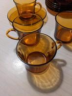 Duralex bruine kopjes en schotels, Ophalen, Gebruikt, Glas, Effen