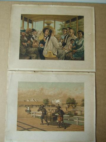 Twee maal een echte oude litho uit China beschikbaar voor biedingen