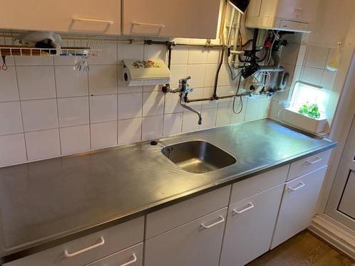GRATIS: Rvs keukenblad aanrechtblad, Huis en Inrichting, Keuken | Keukenelementen, Gebruikt, Minder dan 100 cm, 200 cm of meer