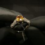 Exclusieve Dames ring geel-/wit goud, 18 kt met 0.27 ct, Wit, Ophalen of Verzenden, Zo goed als nieuw, 17 tot 18