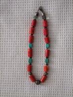 Bloedkoraal met Turkoois, Sieraden, Tassen en Uiterlijk, Antieke sieraden, Ophalen, Overige materialen, Ketting