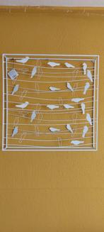 Wanddecoratie wit vogels in frame metaal 60 x 60cm, Ophalen of Verzenden, Zo goed als nieuw