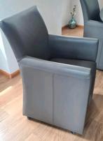 Grijze leren eetkamerstoelen 8 stuks, Huis en Inrichting, Ophalen, Minder dan 75 cm, Leer, Zo goed als nieuw