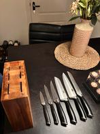 Boretti messenset met blok, Huis en Inrichting, Keuken | Bestek, Ophalen of Verzenden, Zo goed als nieuw, Rvs of Chroom, Vaatwasserbestendig