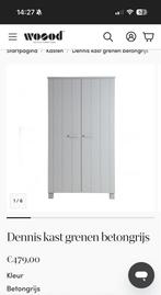 Woood Dennis kledingkast grenen betongrijs, Huis en Inrichting, Ophalen, 100 tot 150 cm, 200 cm of meer, 75 cm of meer