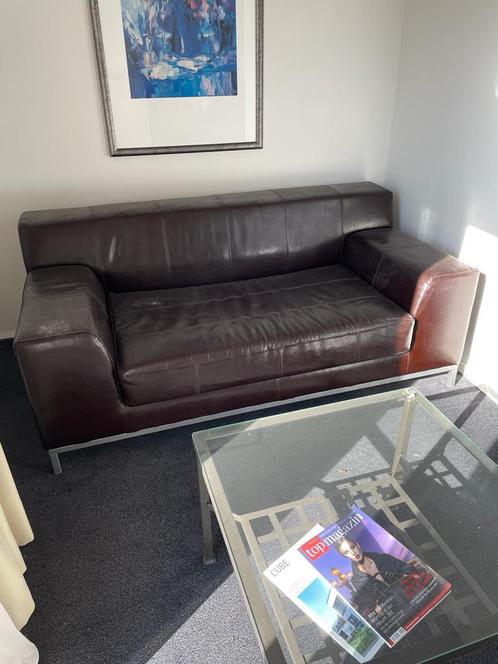 IKEA Kramfors donkerbruine leren tweezitsbank, Huis en Inrichting, Banken | Complete zithoeken, Gebruikt, Leer, Ophalen