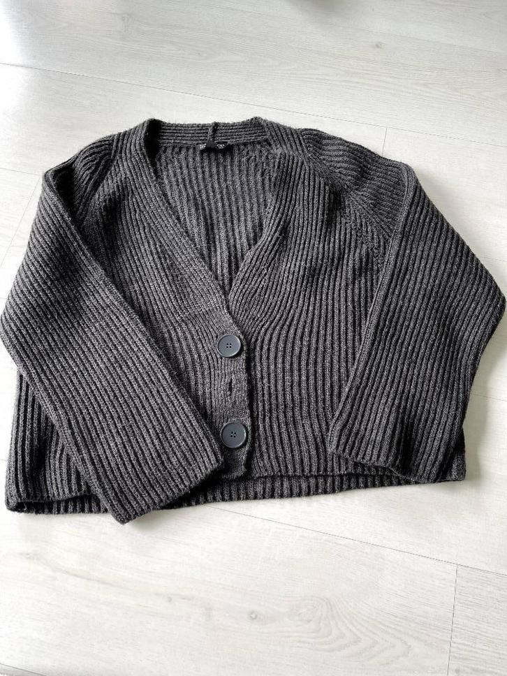 Topshop vest donkergrijs - maat 36-38, Kleding | Dames, Truien en Vesten, Gedragen, Maat 36 (S), Grijs, Ophalen
