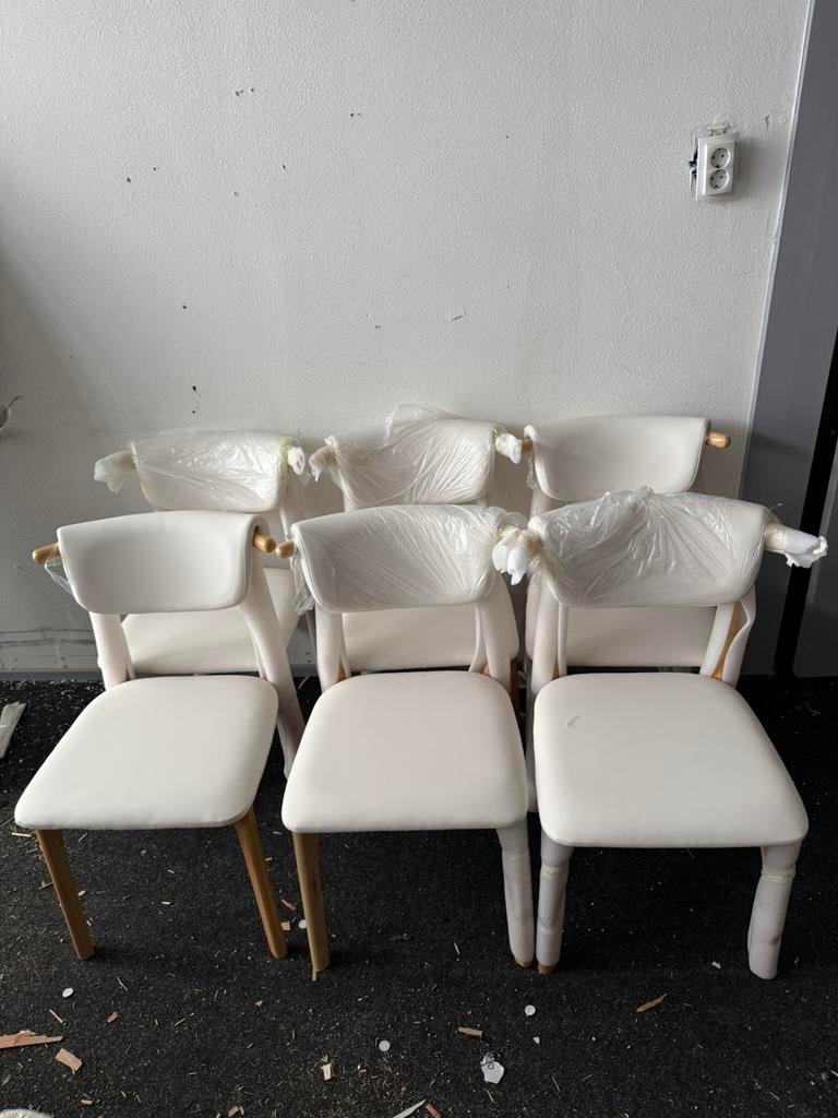 6 x nieuwe Japandi eetstoelen eetkamerstoelen licht hout, Ophalen