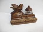 antieke inktstel met glaasje en dop mooi met vogeltje, Antiek en Kunst, Ophalen of Verzenden